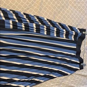 H&M Blue Striped Accordion Pleated Midi Skirt